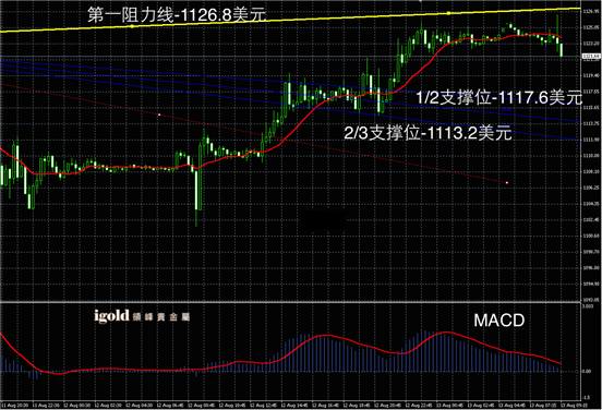 8月13日黄金走势图